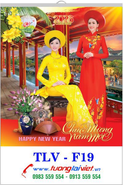 In Lịch nẹp thiếc Áo Dài