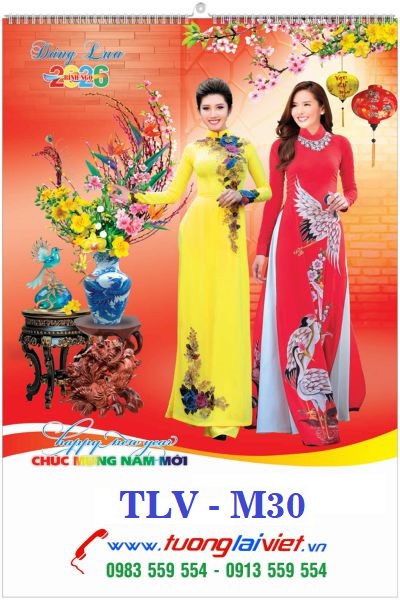 In Lịch treo tường 5 tờ Áo Dài