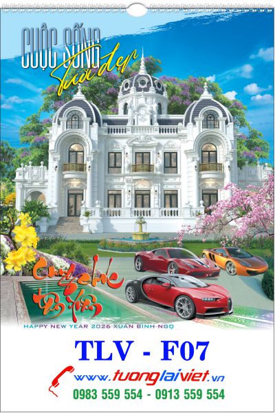In Lịch treo tường 7 tờ Biệt Thự Xe Hơi