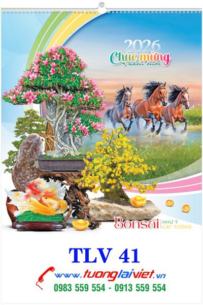 In Lịch treo tường 7 tờ Bonsai Cây Cảnh
