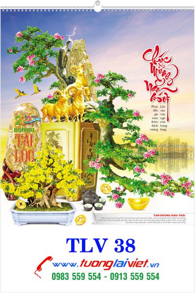 In Lịch treo tường 7 tờ Bonsai Cây Cảnh