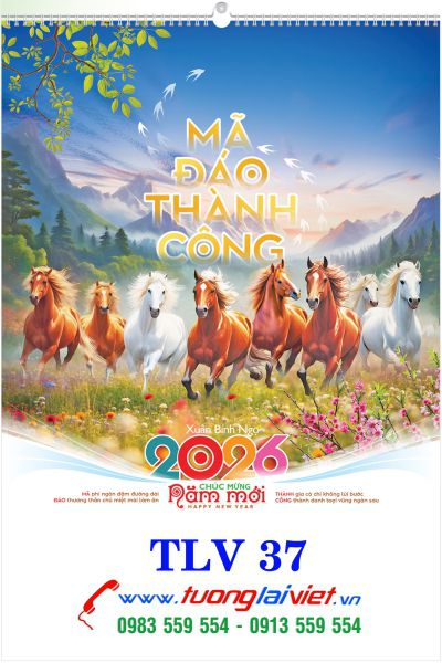 In Lịch treo tường 7 tờ Mã Đáo Thành Công