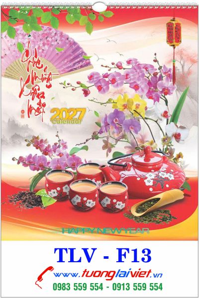 In Lịch treo tường 7 tờ Trà Đạo Thư Pháp