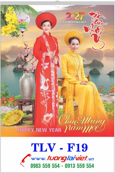 In Lịch treo tường nẹp thiếc Áo Dài