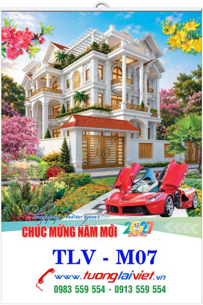 Lịch treo tường nẹp thiếc Biệt Thự Đẹp