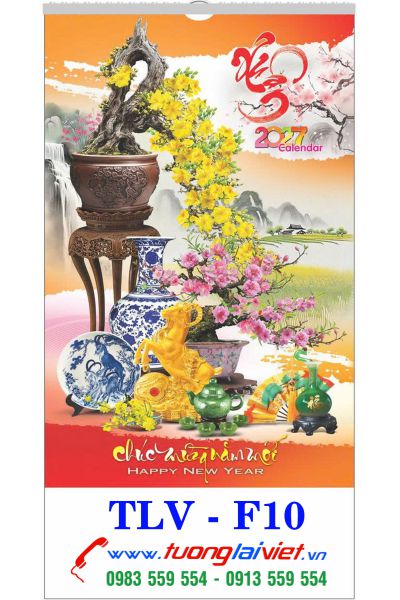In Lịch treo tường nẹp thiếc Cây Cảnh Bonsai