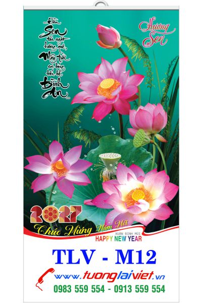 In Lịch treo tường nẹp thiếc Sen Việt