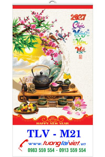 In Lịch treo tường nẹp thiếc Thư Pháp Trà Đạo
