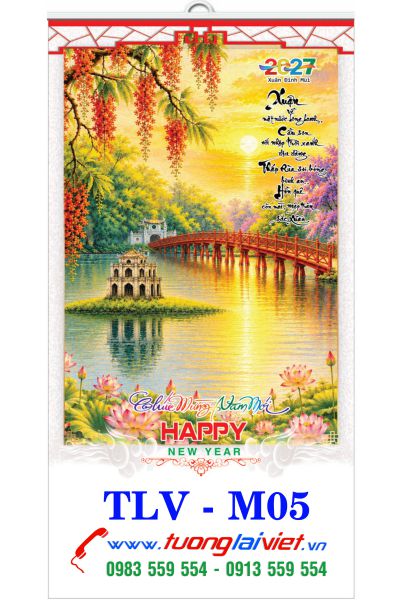 In Lịch treo tường nẹp thiếc Tranh Lụa
