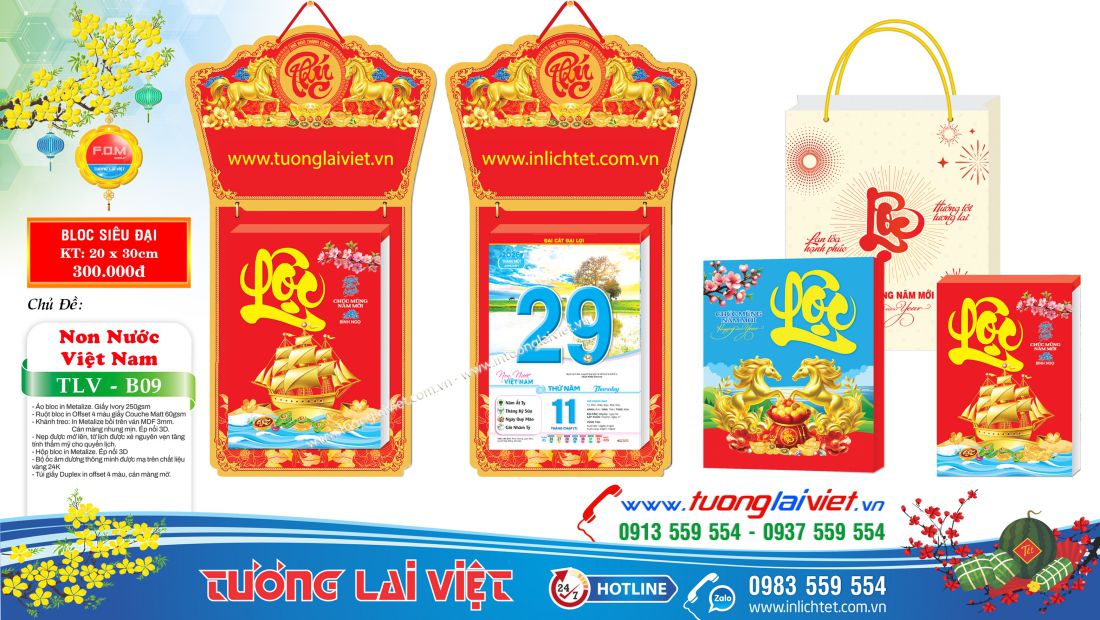Lịch bloc treo tường Chữ Phúc