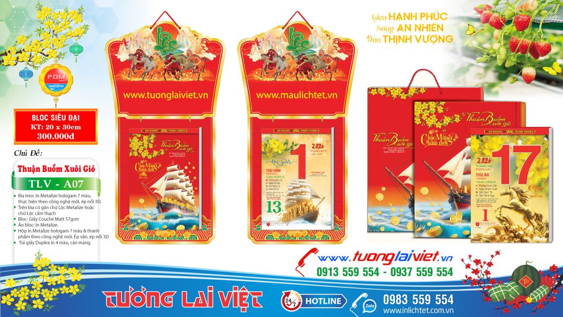 Lịch bloc treo tường Khai Xuân khởi Lộc