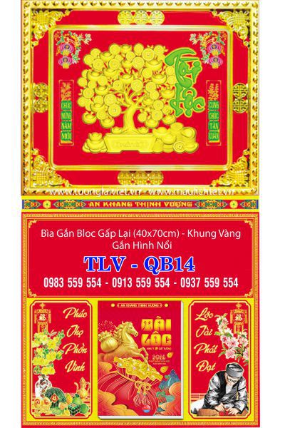 Lịch gập treo tường khung vàng Kim Tiền Tài Lộc
