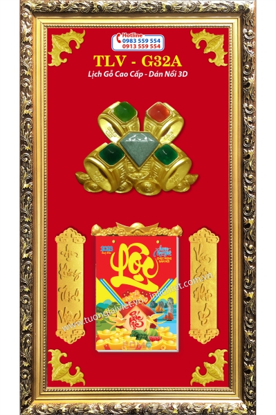 Lịch Khung Gỗ Vàng Bạc Đá Quý