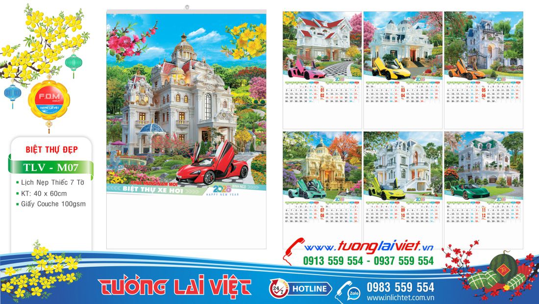 Lịch nẹp thiếc Biệt Thự Xe Hơi