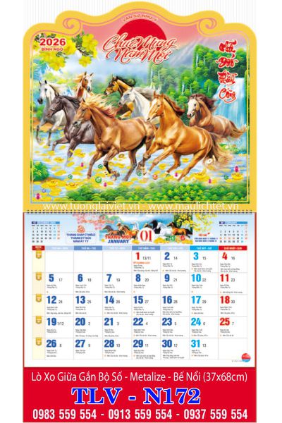Lịch treo tường 13 tờ Mã Đáo Thành Công