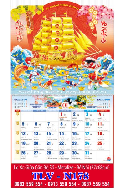 Lịch treo tường 13 tờ Thuyền Buồm