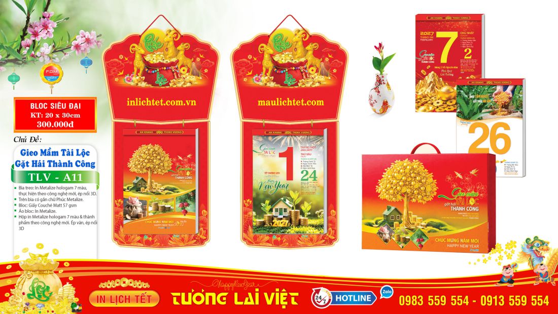 Lịch treo tường 365 ngày Bìa Dán Nổi