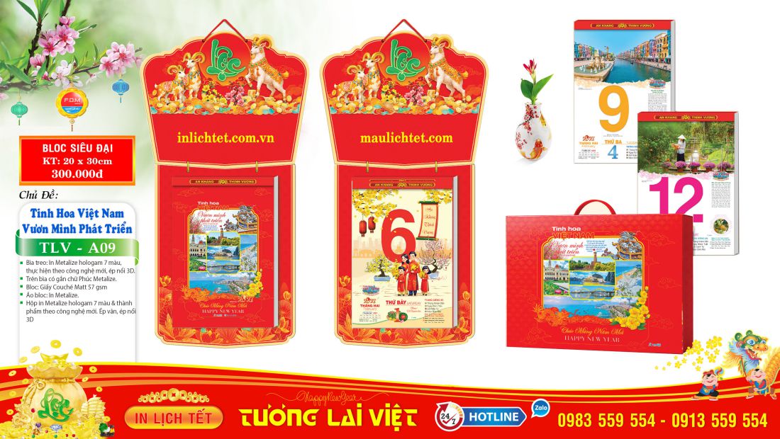 Lịch treo tường 365 ngày Chữ Cẩm Thạch