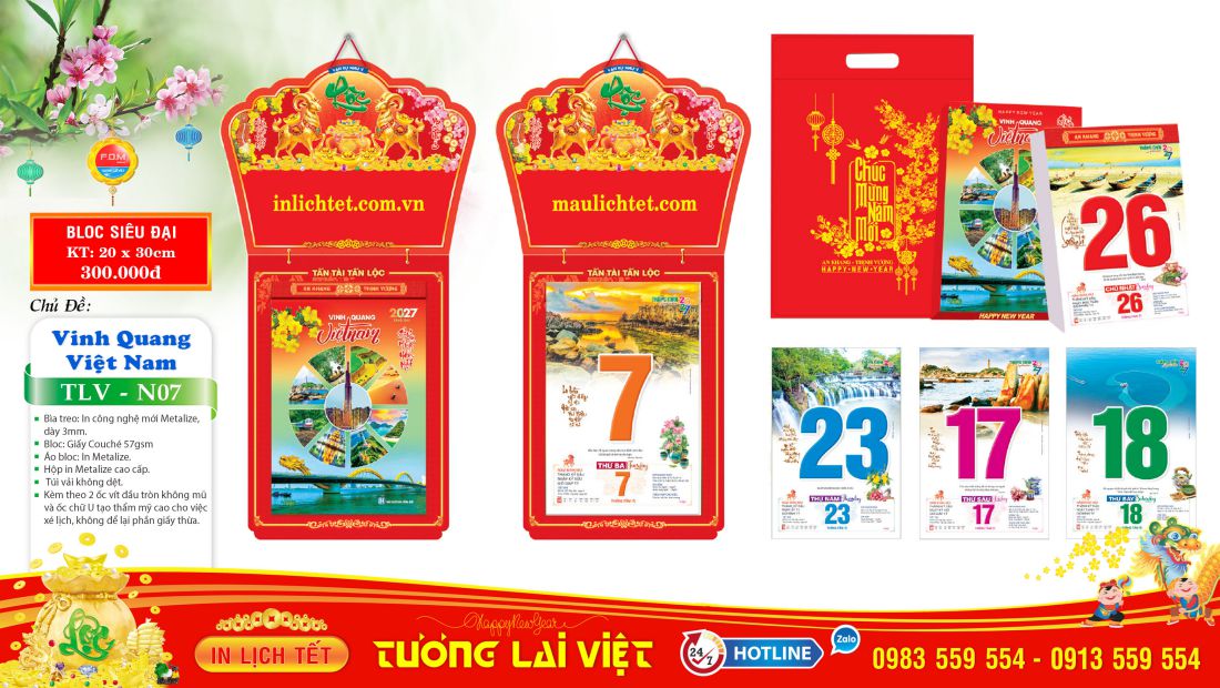 Lịch treo tường 365 ngày Khai Xuân Đại Cát