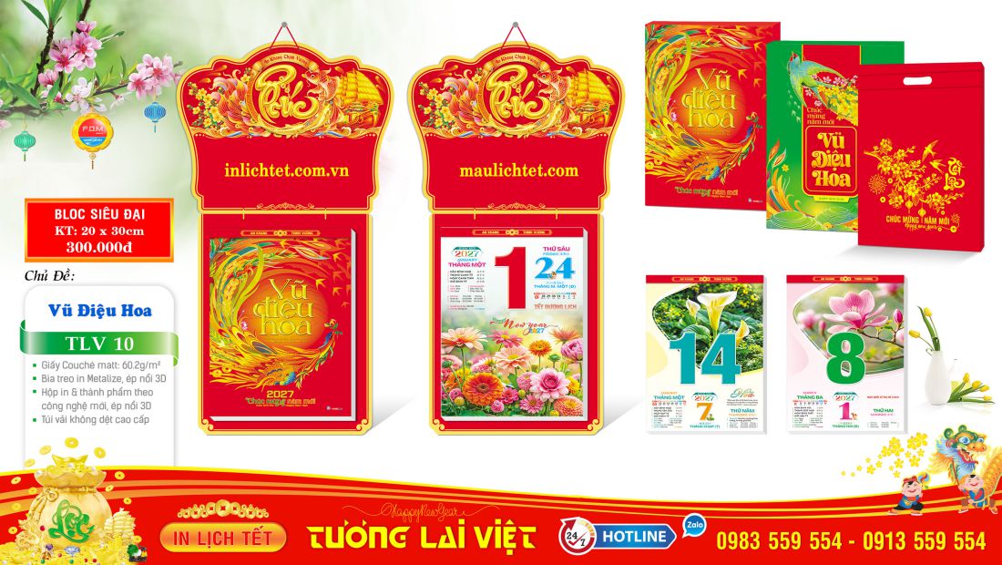 Lịch treo tường 365 ngày Xuân Đại Cát