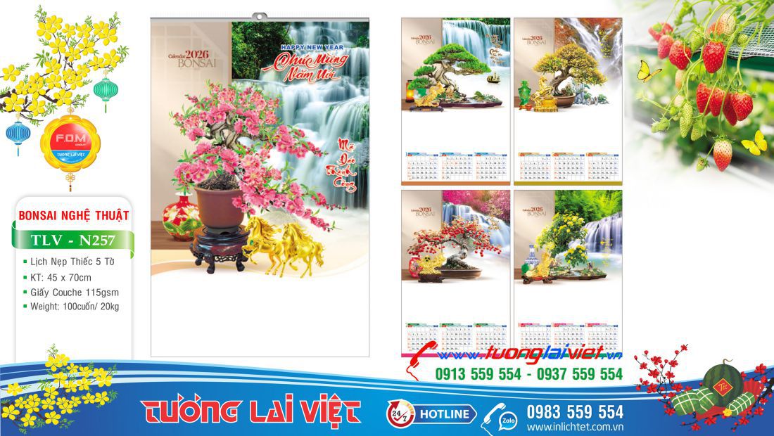 Lịch treo tường 5 tờ Bonsai Nghệ Thuật