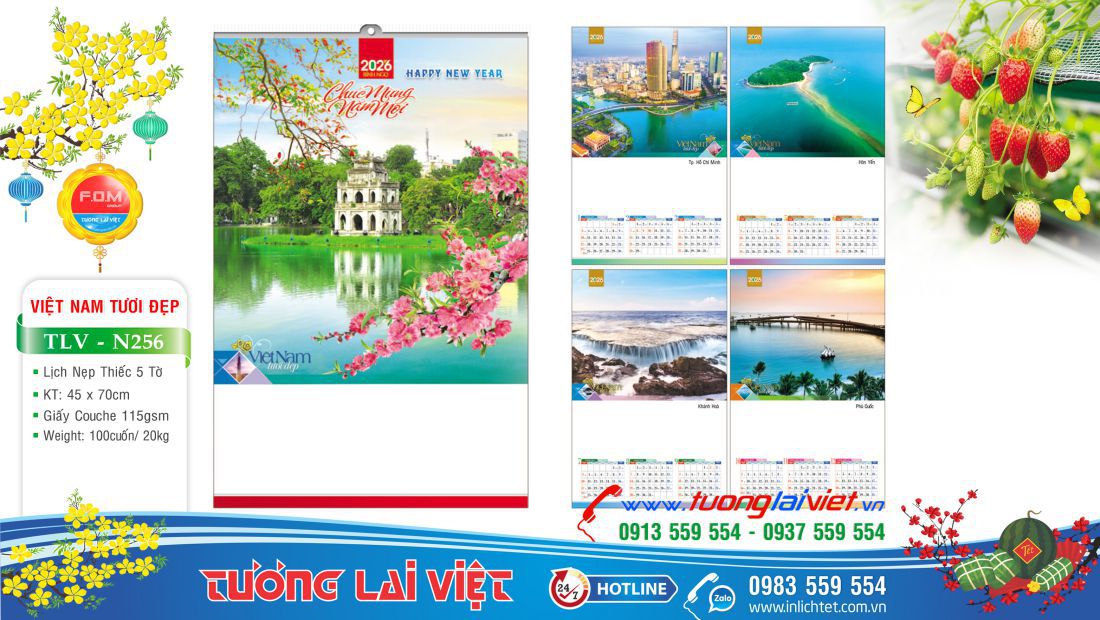 Lịch treo tường 5 tờ Thắng Cảnh