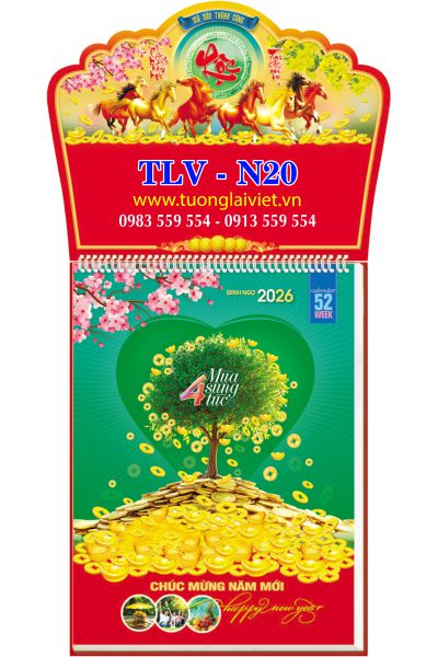 Lịch treo tường 52 Tờ Tết Sum Vầy