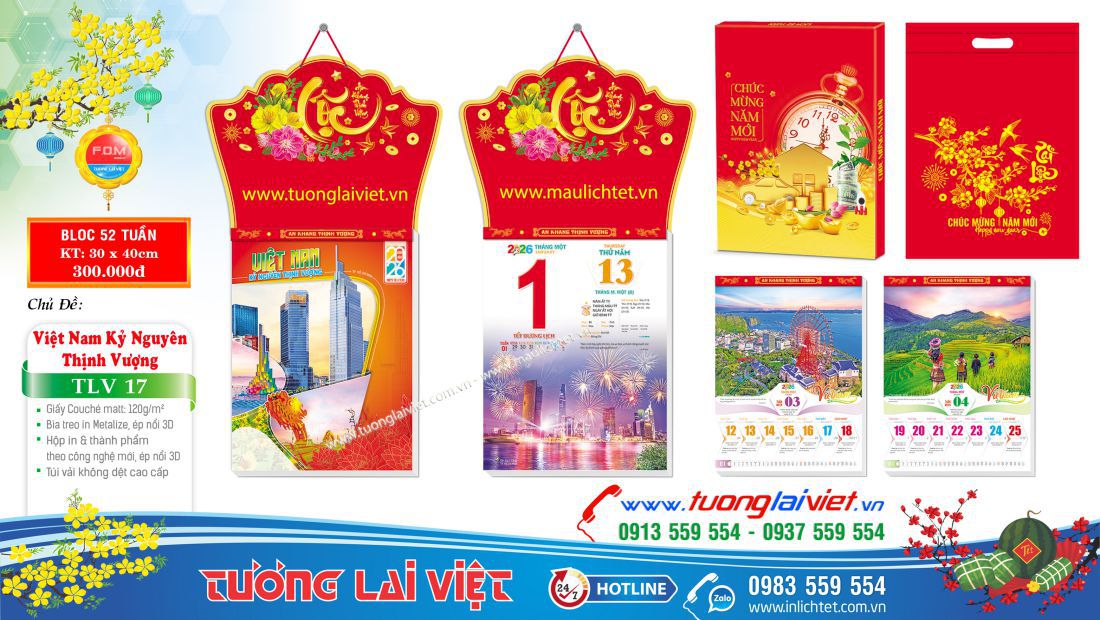 Lịch treo tường 52 Tuần Chữ Lộc