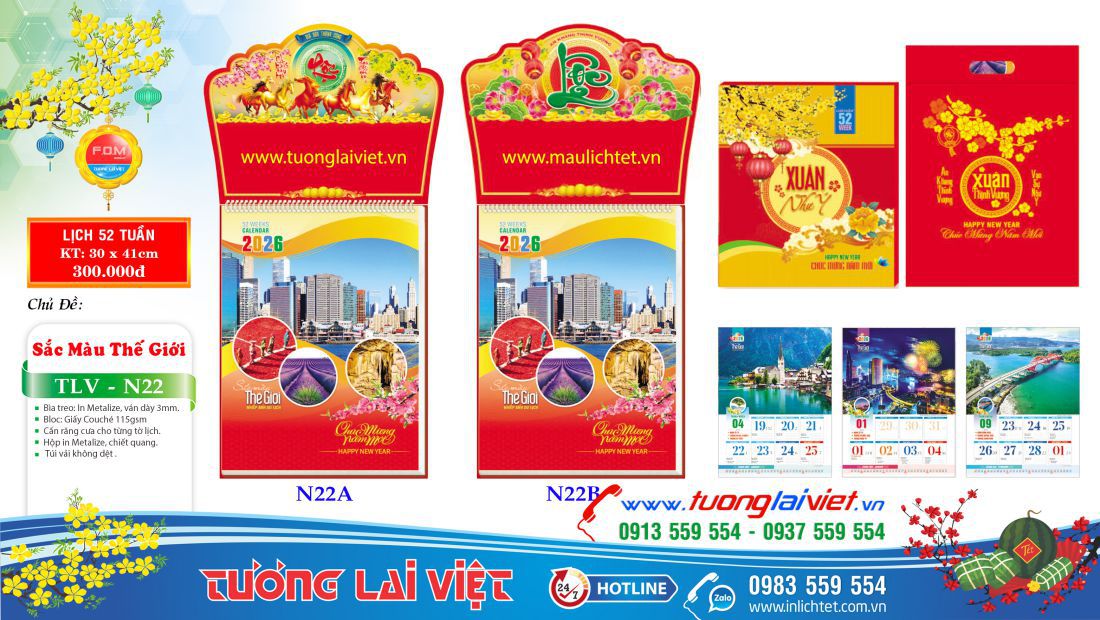 Lịch treo tường 52 Tuần Phong Cảnh Thế Giới