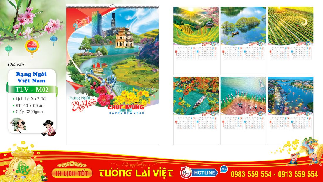 Lịch treo tường 7 tờ Danh Lam Thắng Cảnh