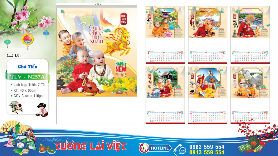 Lịch treo tường nẹp thiếc Chú Tiểu