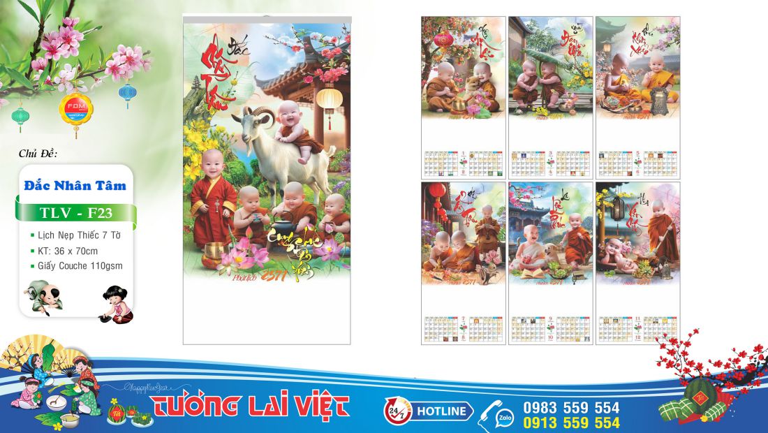 Lịch treo tường nẹp thiếc Xuân An Lạc